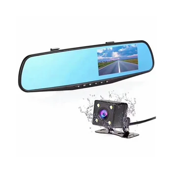 4,3-Дюймовый Автомобильный Регистратор Вождения HD 1080P Cycle Mirror Dvr Dash Cam Двухобъективный Видеомагнитофон Автомобильный Видеорегистратор Dash Camera