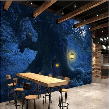beibehang пользовательские обои для стен 3d Лунный свет фон фэнтези лес деревья фото papel de parede 3d обои 3d полы