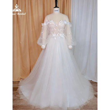 Бальное платье Roycebridal, Пляжные свадебные платья 2023, свадебные платья с открытыми плечами и 3D цветами, свадебное платье на заказ, Плюс Размер