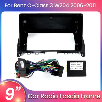 Двойная стереопанель Din для BENZ C CLASS W204 2006-2011 Установка передней панели Android-радио, Монтаж на приборной панели, Комплект для отделки лицевой панели