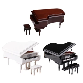 Миниатюрная модель рояля с табуреткой, мини-музыкальный инструмент, кукольный домик, аксессуары для фигурки, Бриллиантовая марка