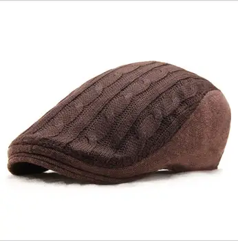 Мужская кепка, осенне-зимняя повседневная вязаная шапка-берет, женские кепки спереди