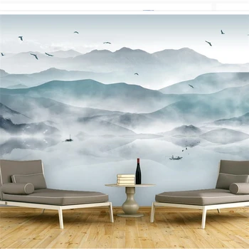 обои wellyu papier peint для стен 3D Обои на заказ Новая китайская абстрактная живопись тушью пейзажные настенные фрески
