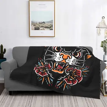 Одеяло в стиле татуировки Флисовое Всесезонное дышащее Клетчатое Покрывало для кровати дивана Плюшевое Тонкое одеяло