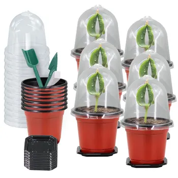 Прозрачная крышка для поддержания температуры, горшки для рассады, ящик для рассады садовых растений, Красный контейнер для выращивания, капюшон, купол влажности