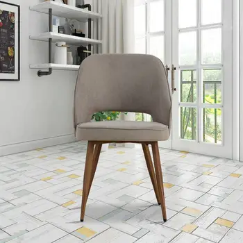 Современные обеденные стулья, льняное кресло с акцентом, стулья для отдыха в гостиной, Мягкий боковой стул с металлическими ножками для столовой