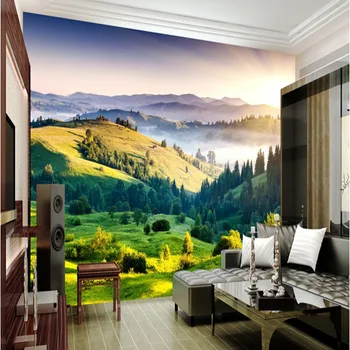 фон для дивана beibehang, стереоскопические обои с 3D-пейзажем, обои для гостиной, фон для телевизора, горные луга